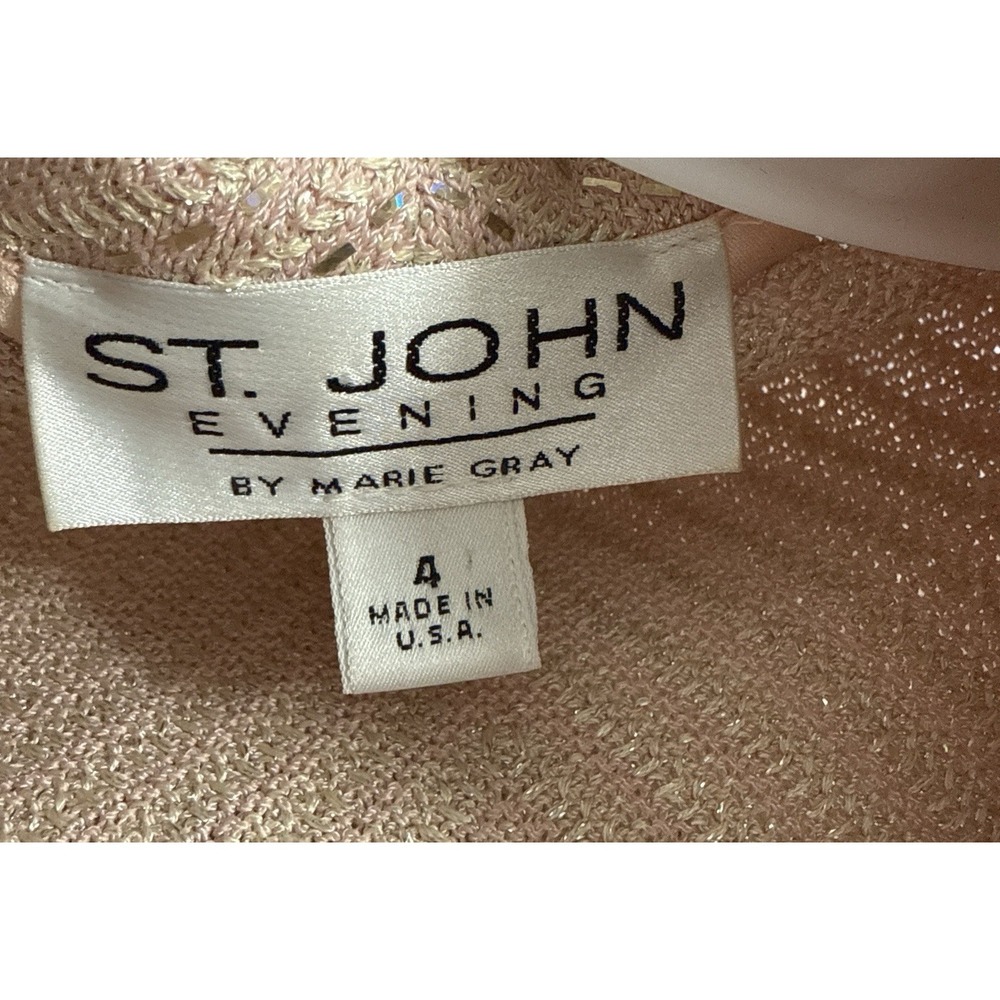 St. John Evening by Marie Gray Blush Embroidered Sequin‎ jacket Cardigan Size 4 - Picture 2 of 5